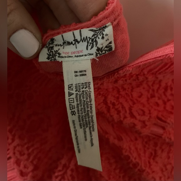 Free People Coral Sleeveless High Neck Open Back Lace Dress Women's Size S - Picture 7 of 7